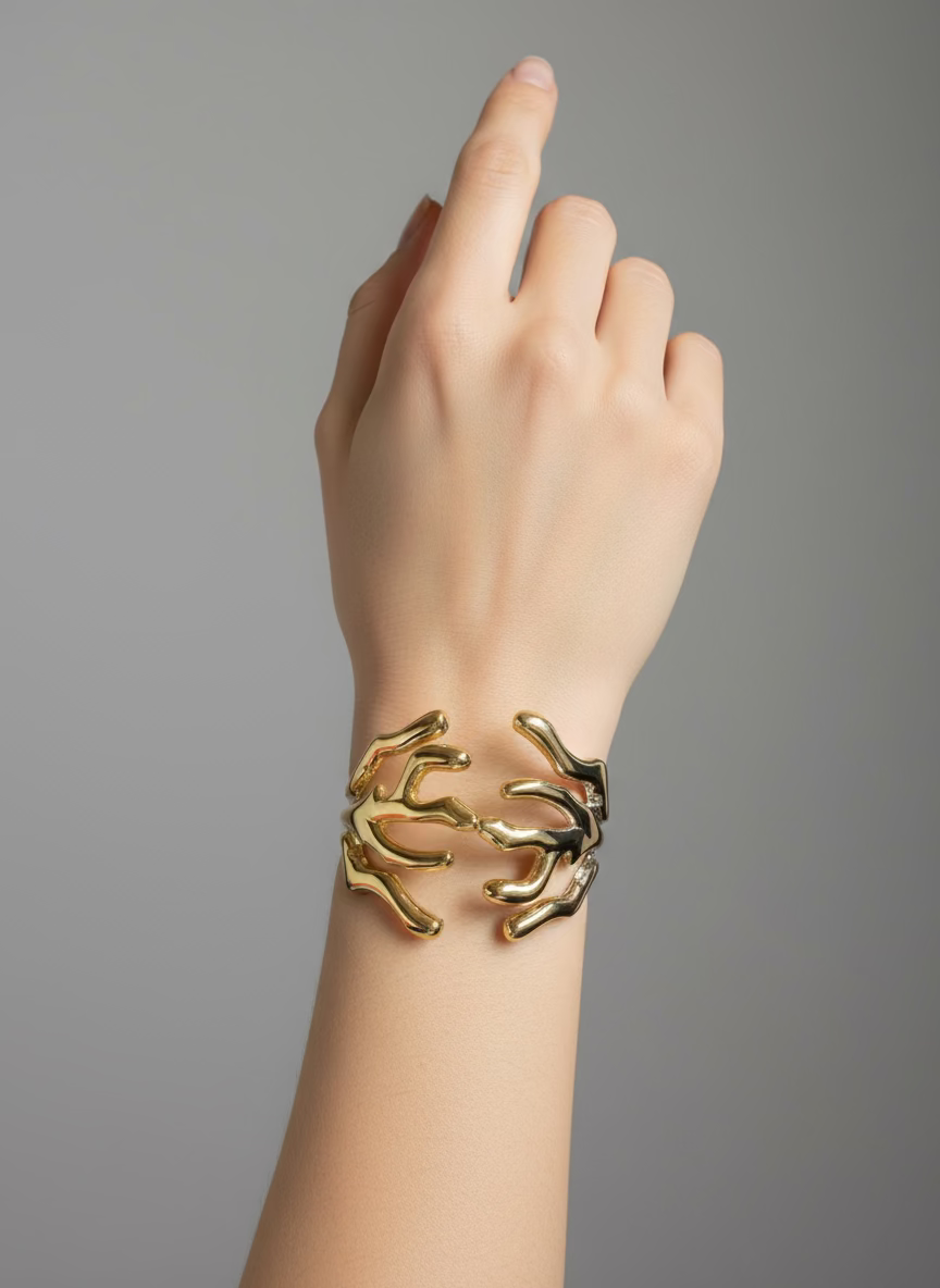 Twisted Glow Cuff Bracelet – Gold Finish