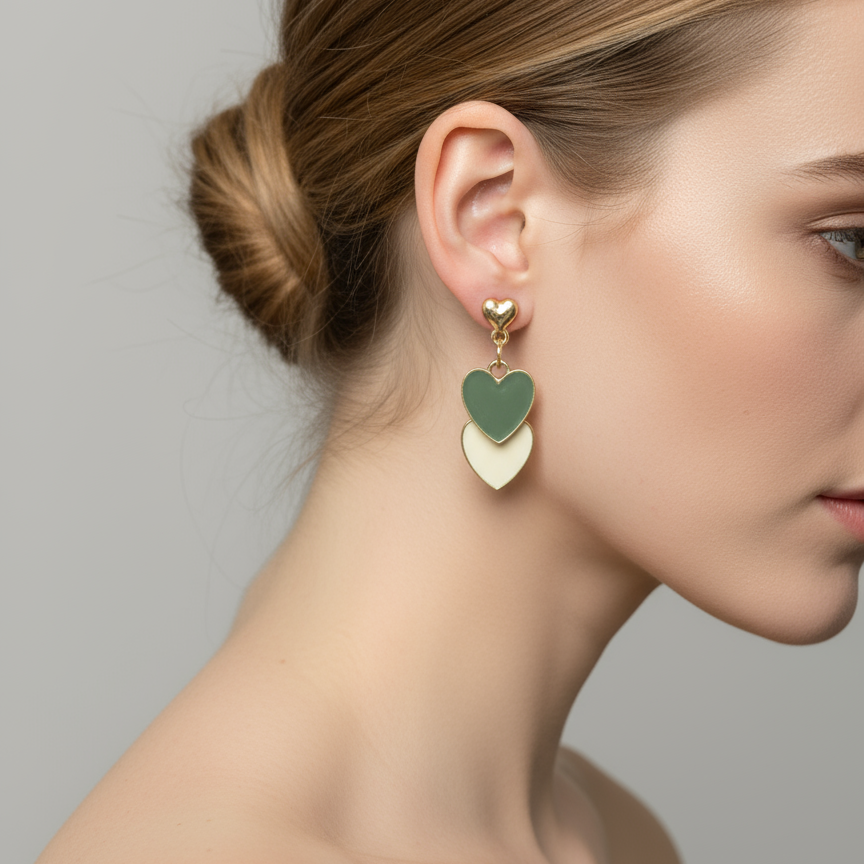 Heart Enamel Earrings