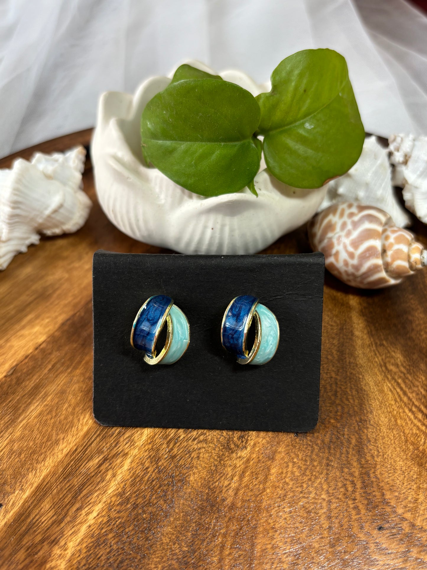 Blue enamel earring