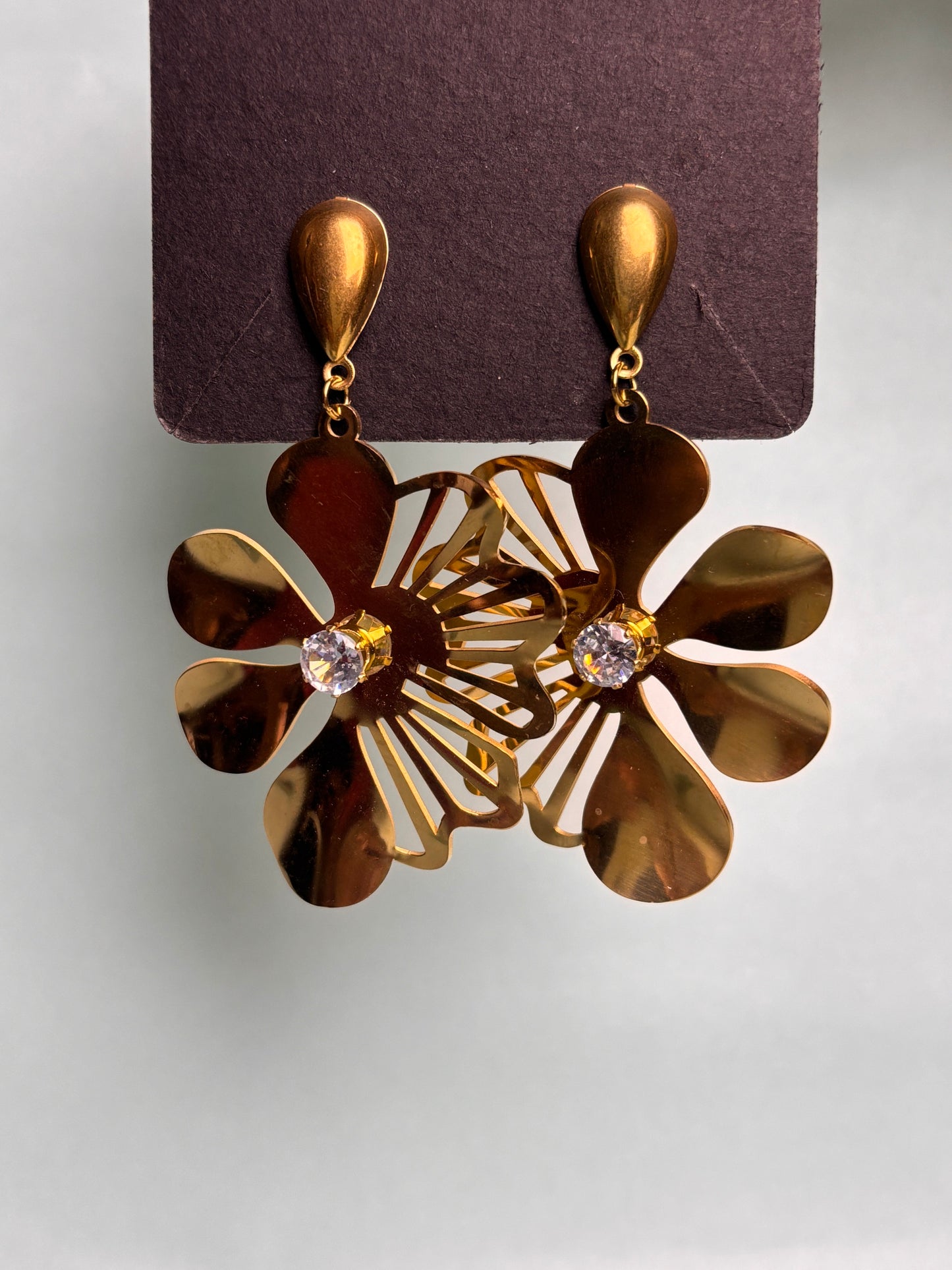 Panache Golden Floral Statement Earrings