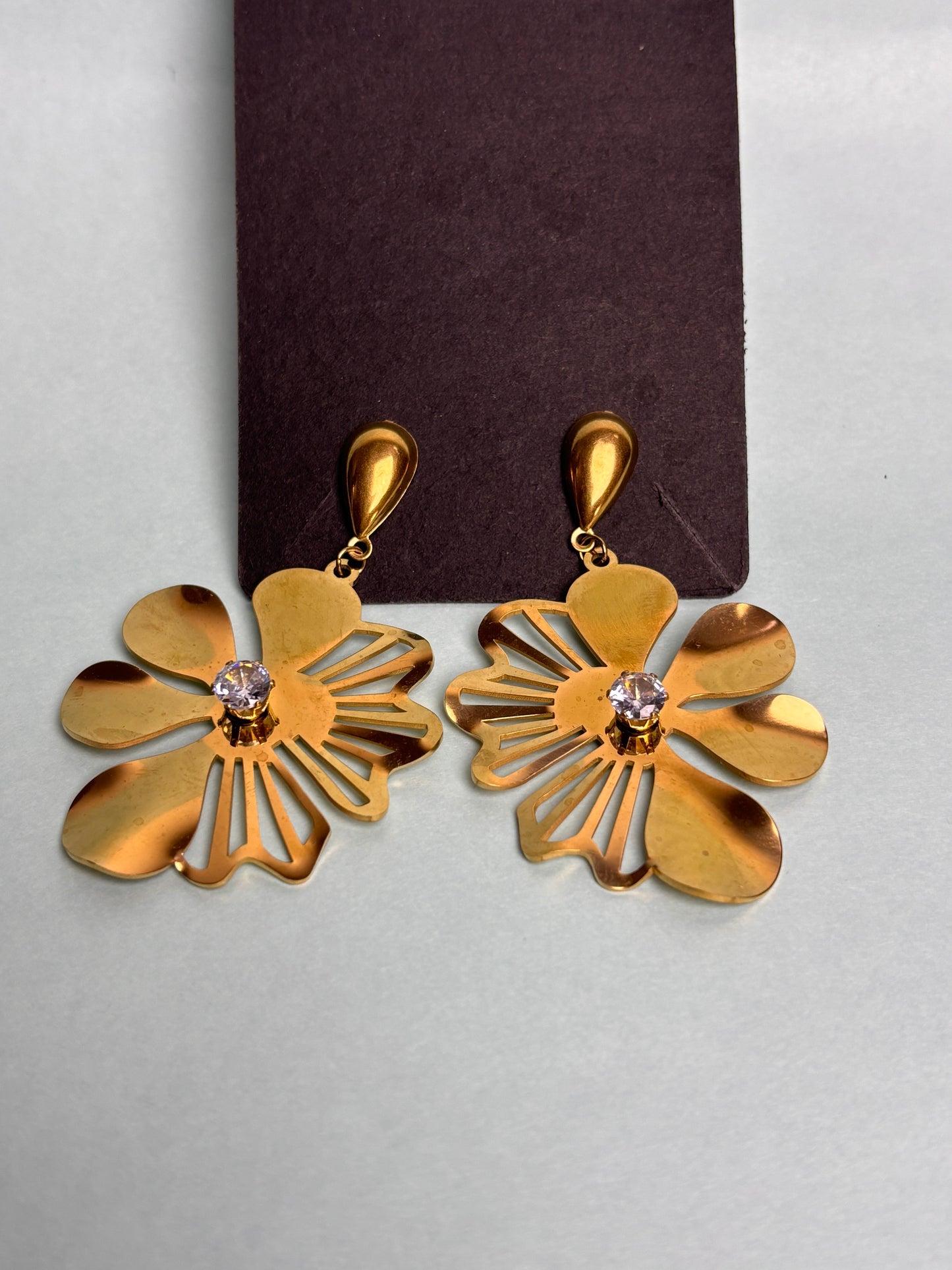 Panache Golden Floral Statement Earrings