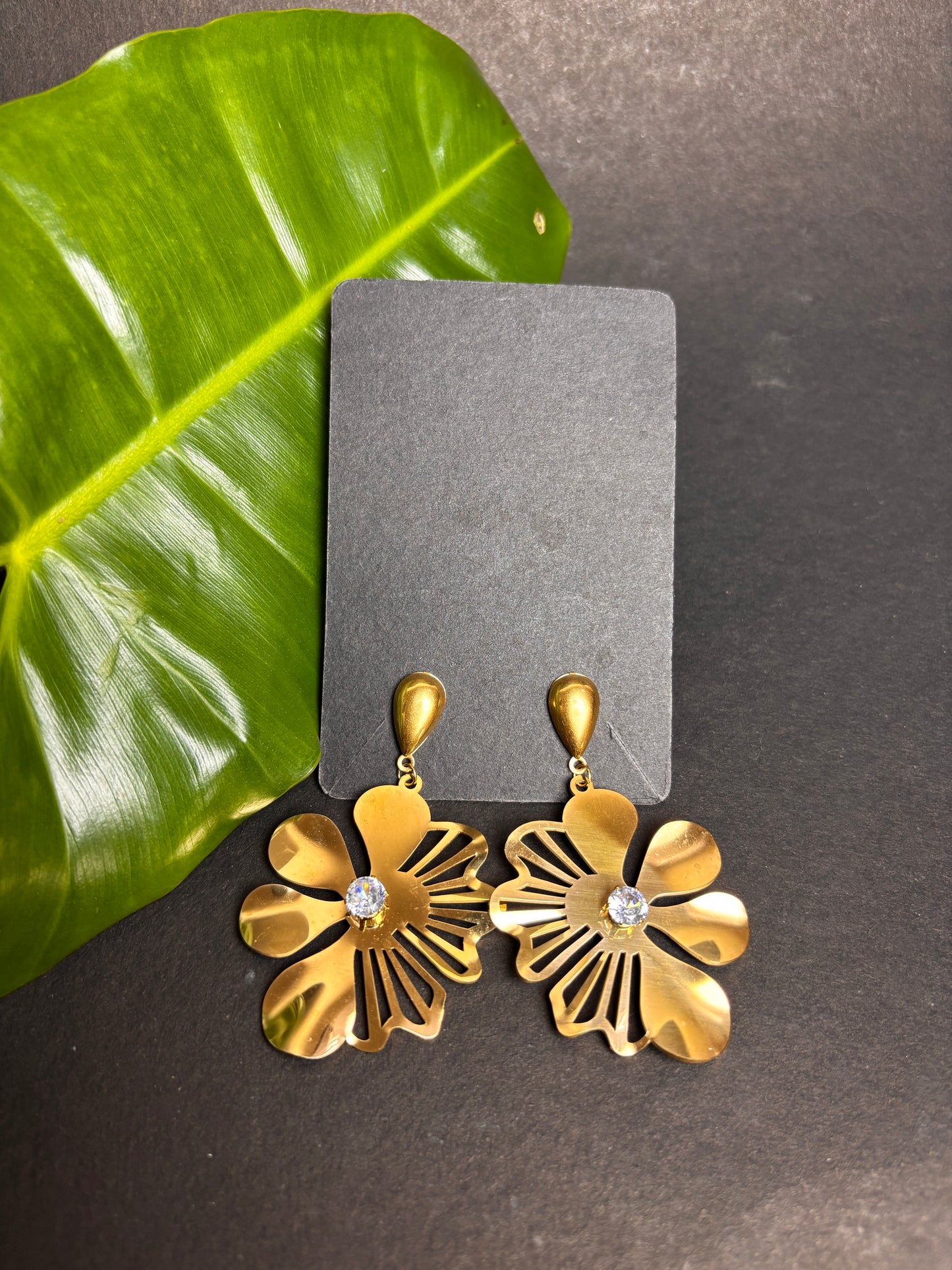 Panache Golden Floral Statement Earrings