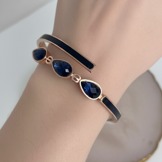 Rose Gold Blue Stone Drop Bracelet – Premium Stainless Steel