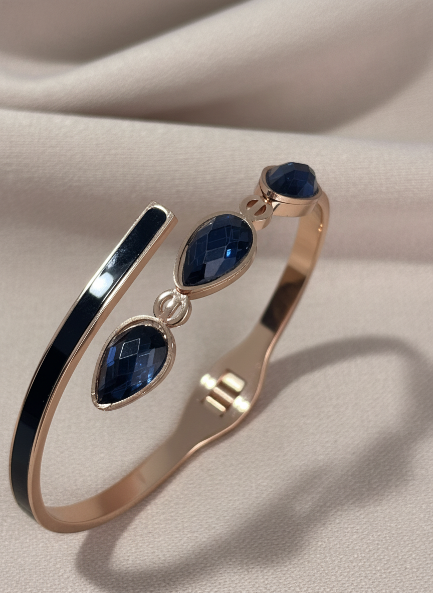 Rose Gold Blue Stone Drop Bracelet – Premium Stainless Steel