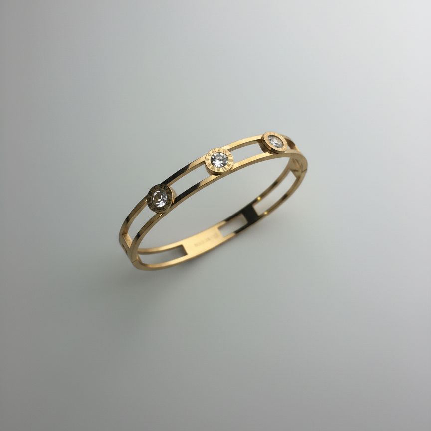 Roman Dial Crystal Bracelet – Gold Stainless Steel