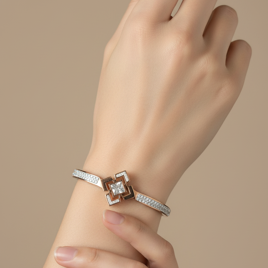 Rose Gold Premium Stainless Steel Crystal Bracelet