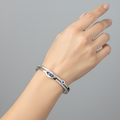 Silver evil eye bracelet