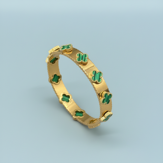 Emerald Clover Charm Bracelet – Gold Stainless Steel