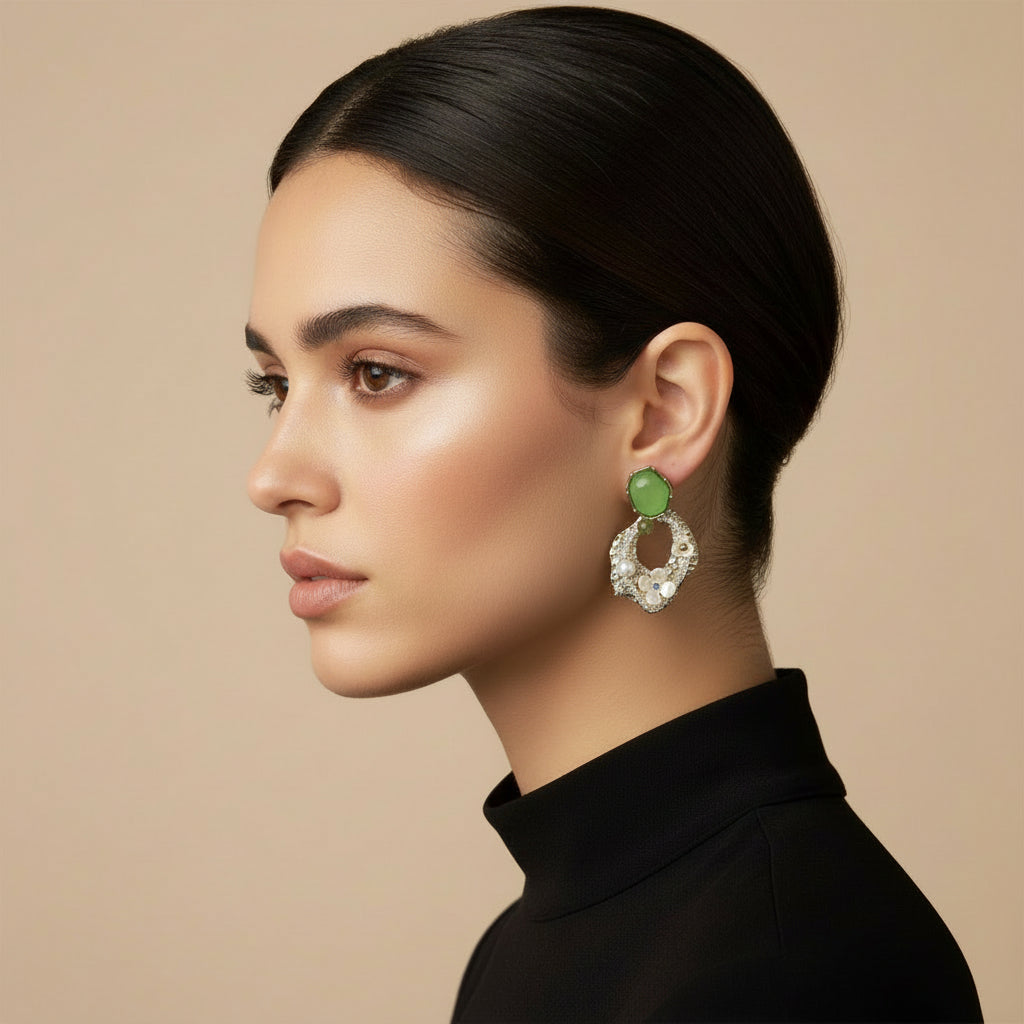 Green Pearl Earrings