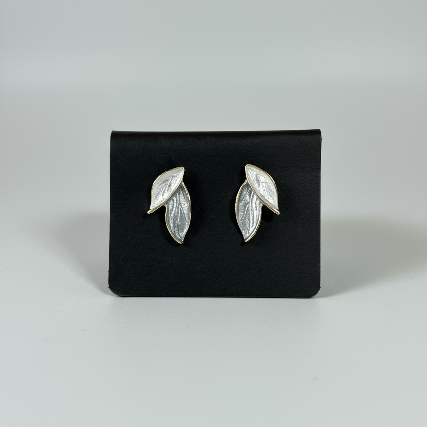 Grey and cream Leaf earring