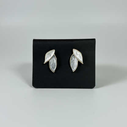 Grey and cream Leaf earring