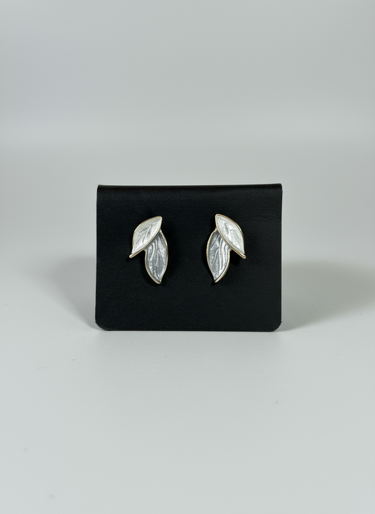 Grey and cream Leaf earring