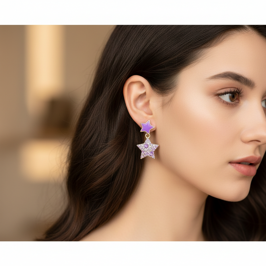 Purple star Earrings