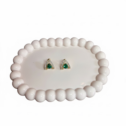 Green stone stud earring