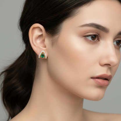 Green stone stud earring