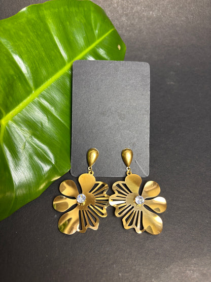 Panache Golden Floral Statement Earrings
