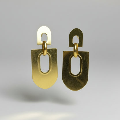 Bold Geometric Gold Drop Earrings – Stainless Steel