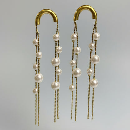 Gold Chain Pearl Drop Earrings – Anti-Tarnish
