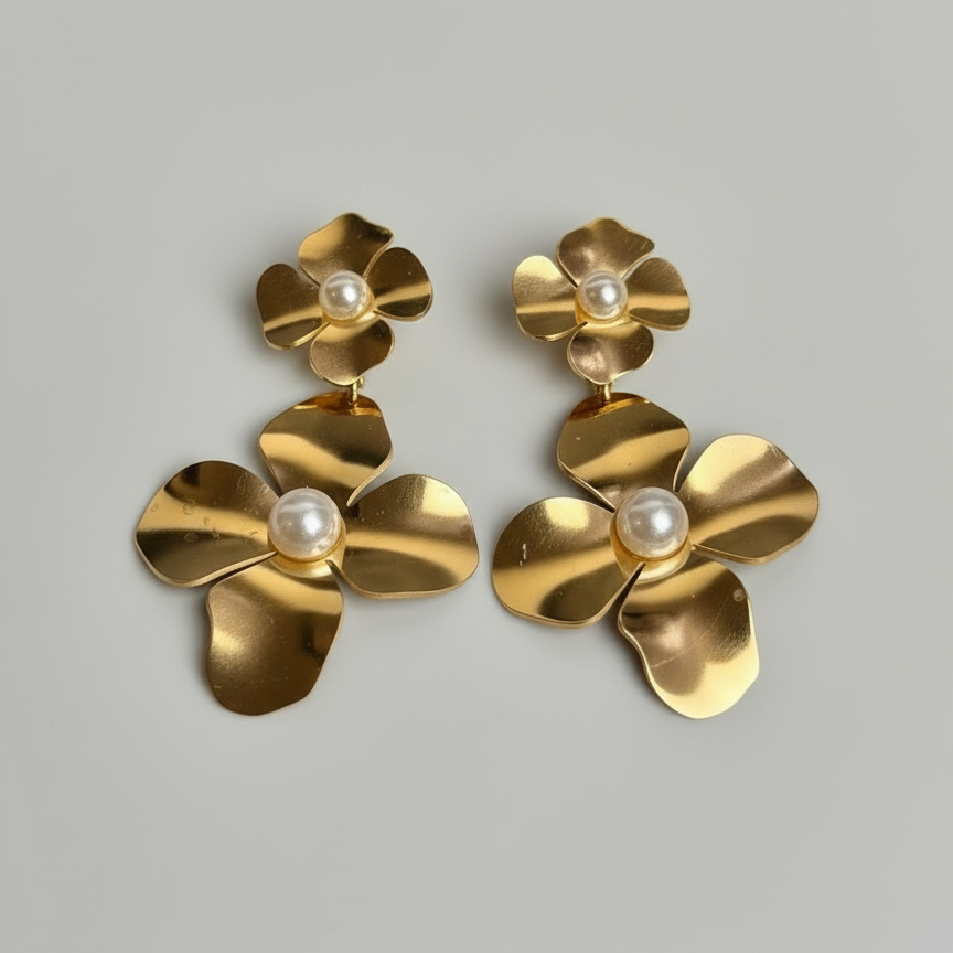 Bloom Pearl Drop Earrings – Anti-Tarnish