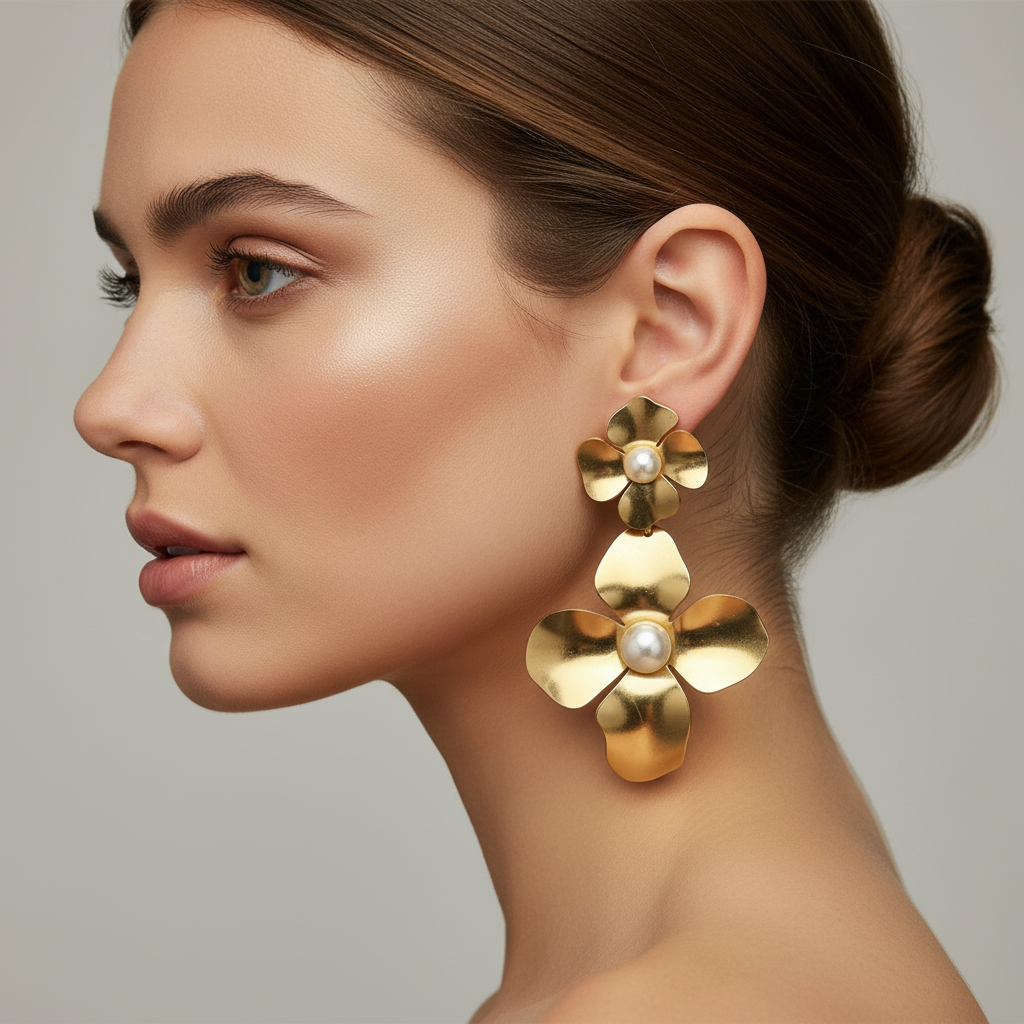 Bloom Pearl Drop Earrings – Anti-Tarnish