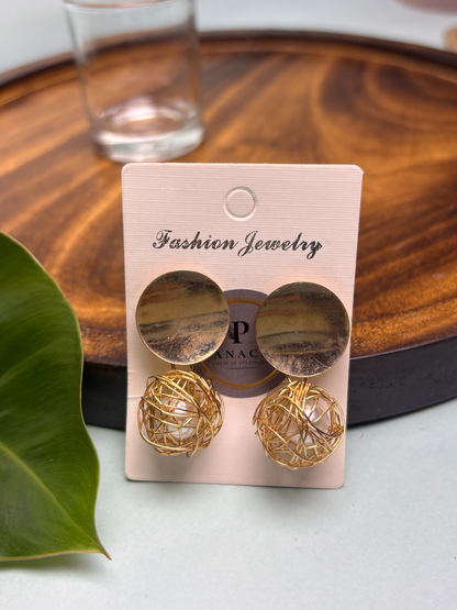 Gold Wire Cage Pearl Drop Earrings – Statement Fashion Jewelry