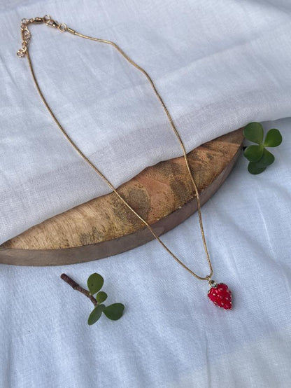Strawberry Charm Necklace – Anti-Tarnish