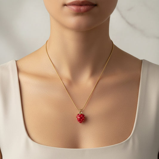 Strawberry Charm Necklace – Anti-Tarnish