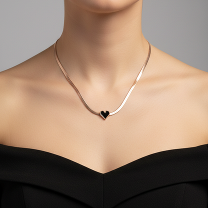 Black Heart Pendant Necklace – Anti-Tarnish