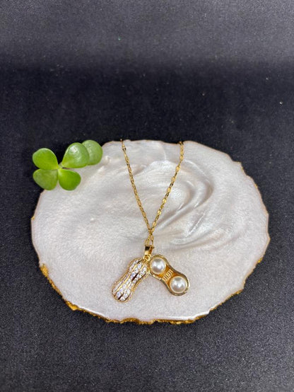 Pearl Peanut Pendant Necklace – Anti-Tarnish
