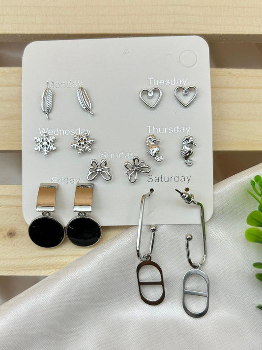 Silver Spark Earring Set -7