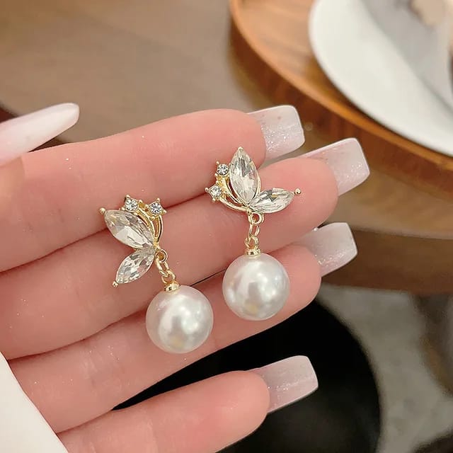 Starlit Elegance Pearl Drop Earrings