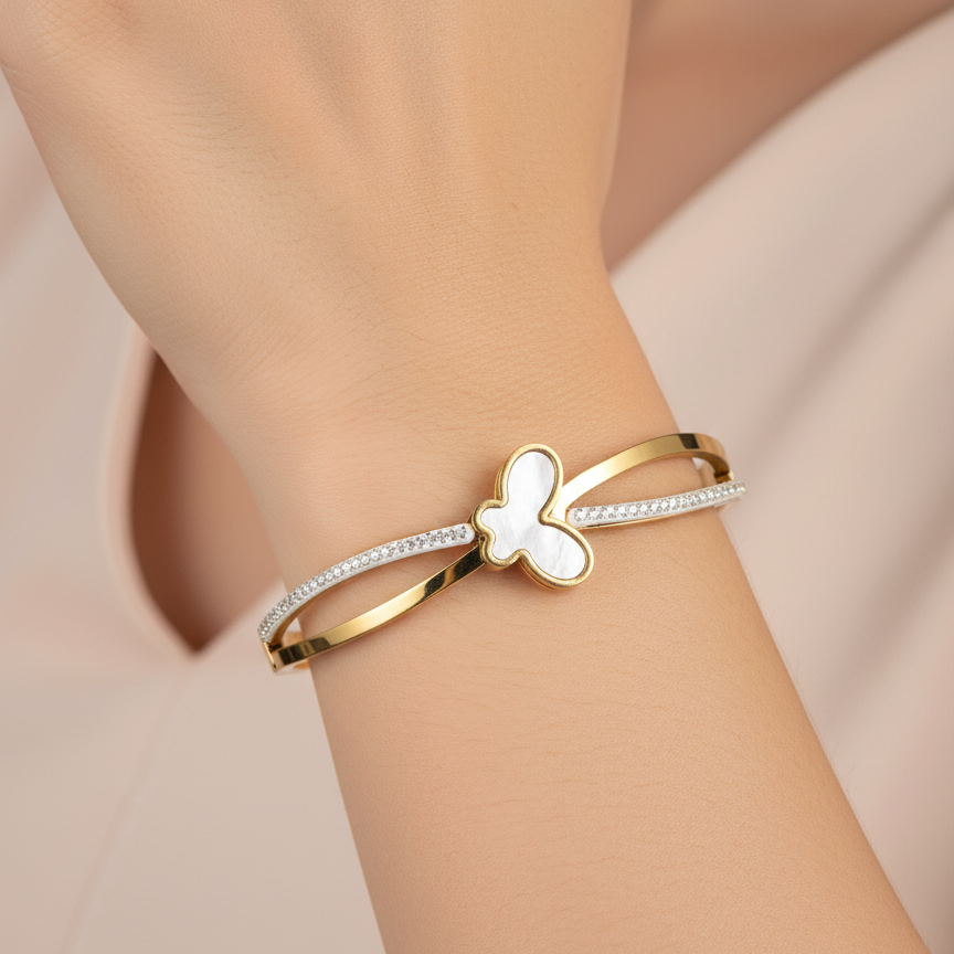 White Butterfly stone studded Bracelet
